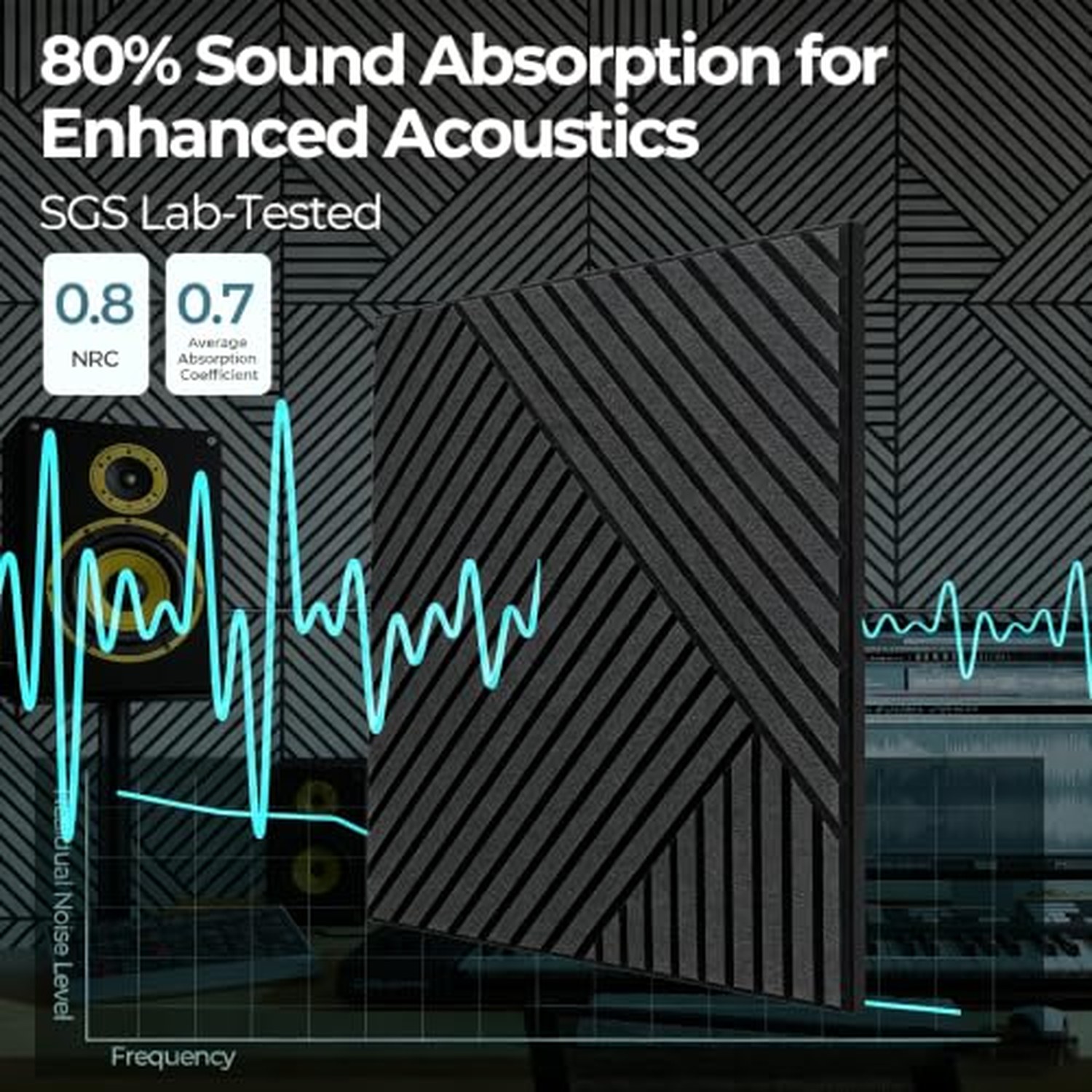 AKUMAX Self-Adhesive Soundproof Wood Wall Panels - Gray, 8-Pack, 60x60cm — image 4