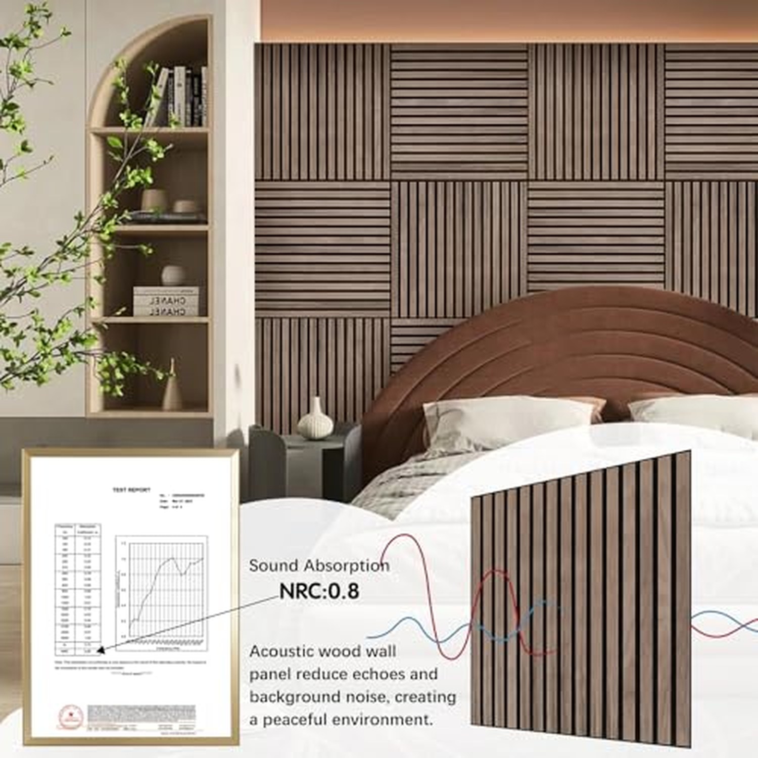 ARMURO Wood Slat Wall Panel - Walnut, 4 PCS, 23.6x23.6in — image 4