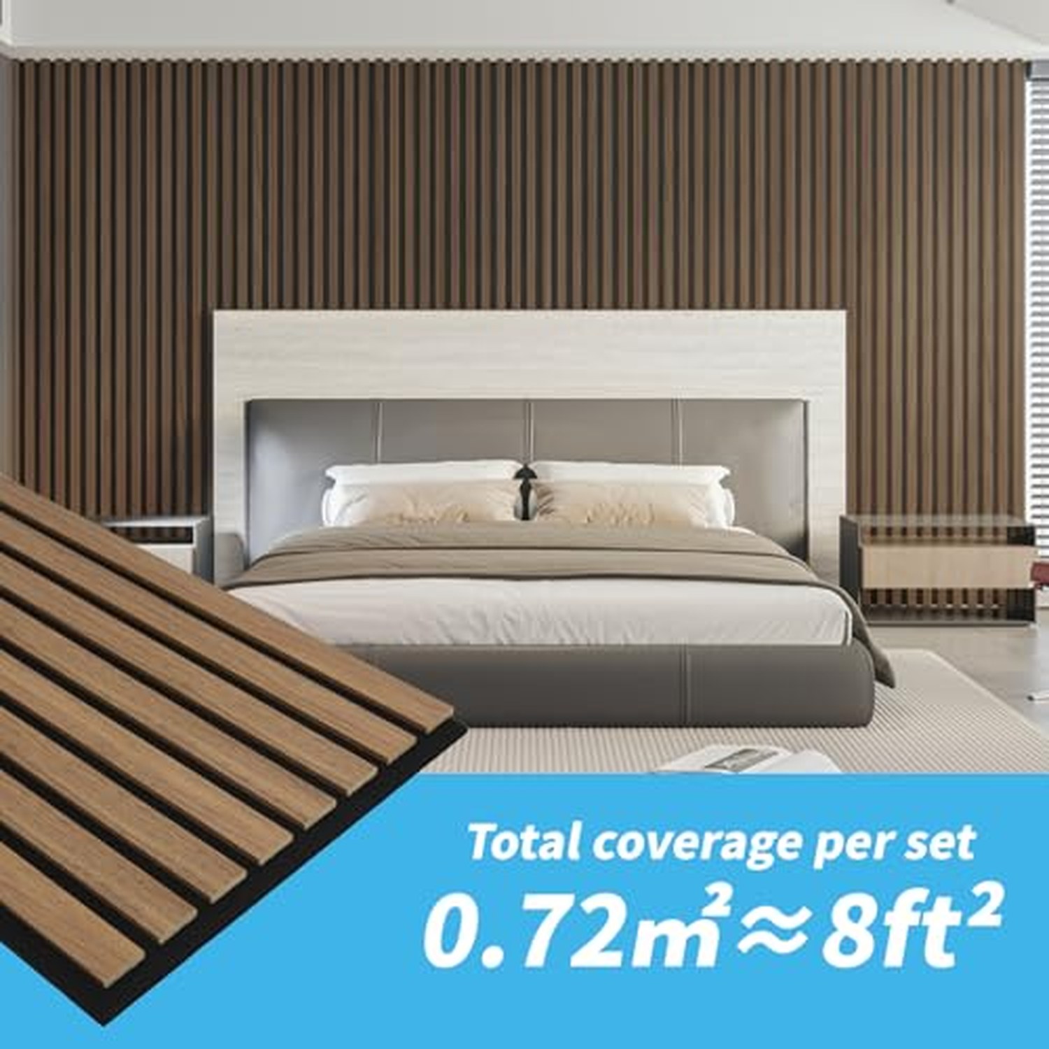 Art3d 4-Pack Acoustic Wood Slat Wall Panels, Fluted - Dark Walnut, 23.6x11.8in — image 4