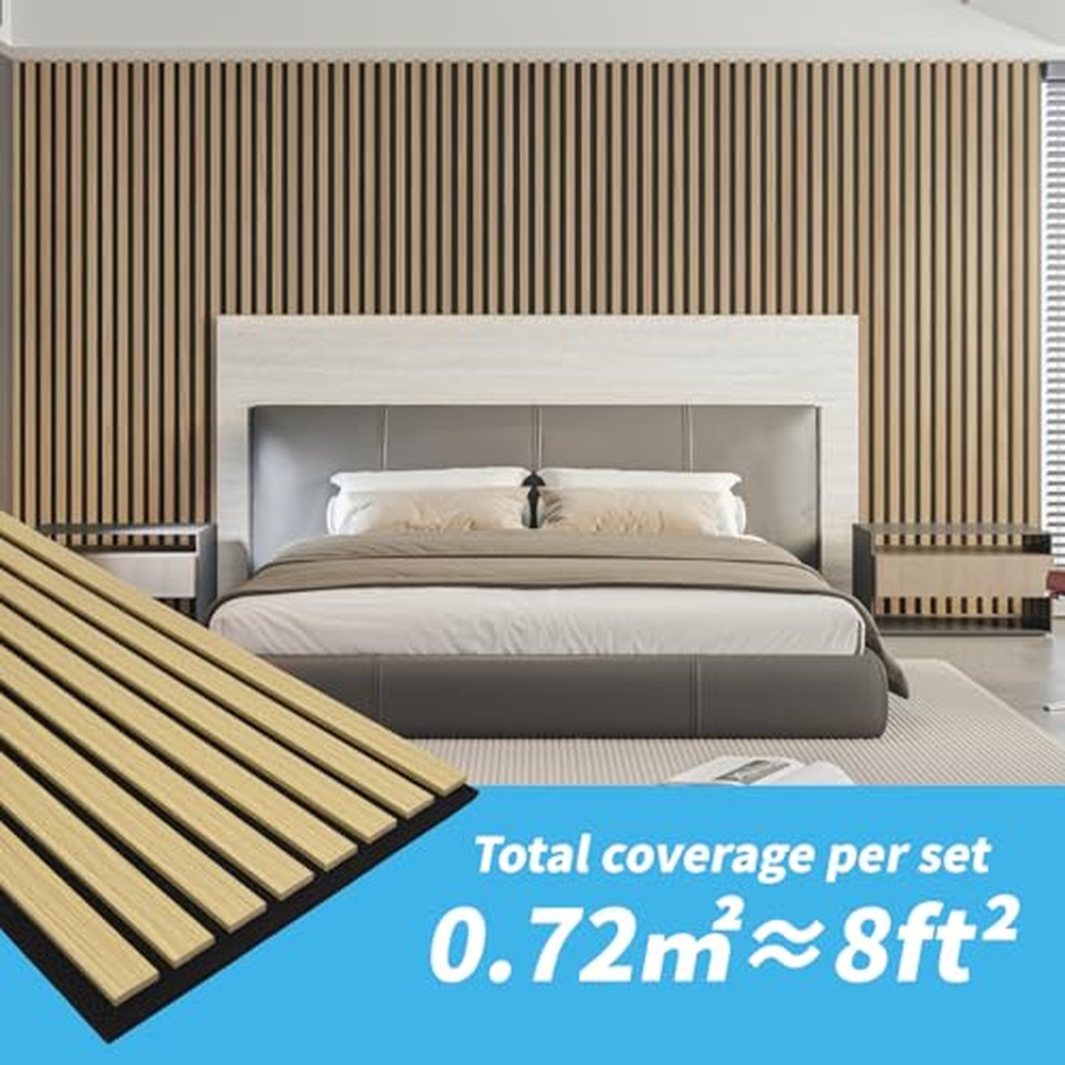 Art3d 4-Pack Acoustic Wood Slat Wall Panels, Fluted - Oak, 23.6x11.8in — image 4