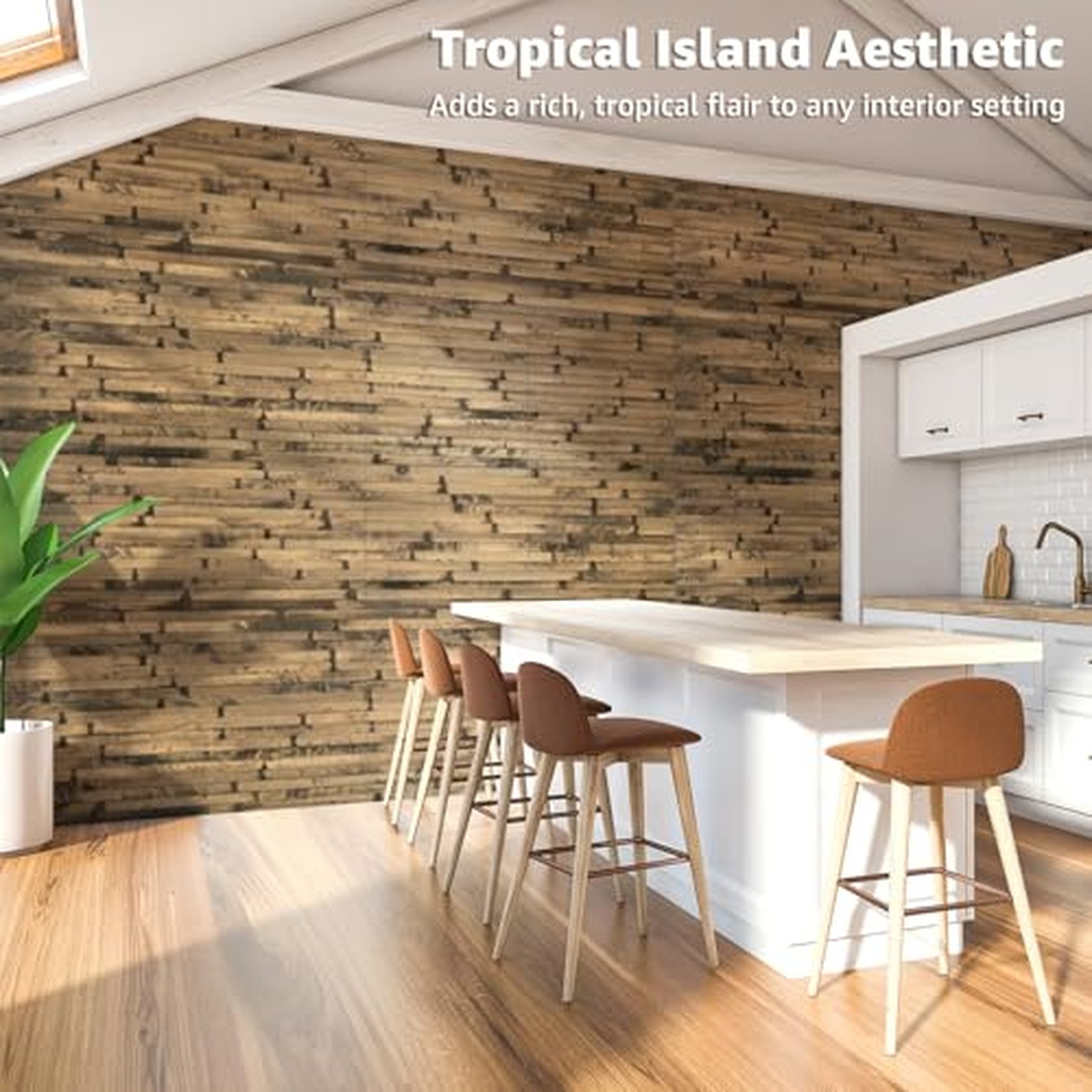 Art3d Natural Bamboo Wall Panel, Dark Burned, 12 x 96 Inch — image 2