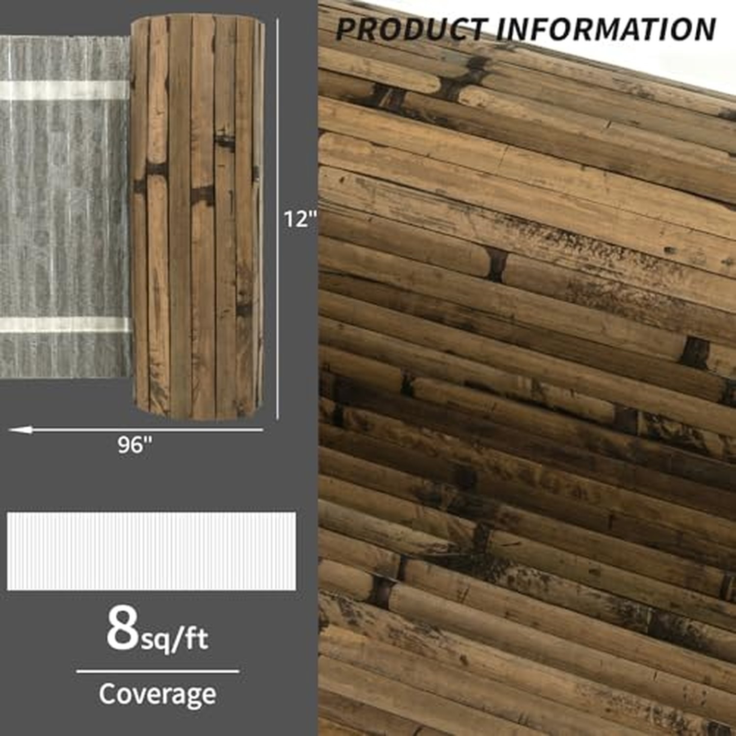 Art3d Natural Bamboo Wall Panel, Dark Burned, 12 x 96 Inch — image 4
