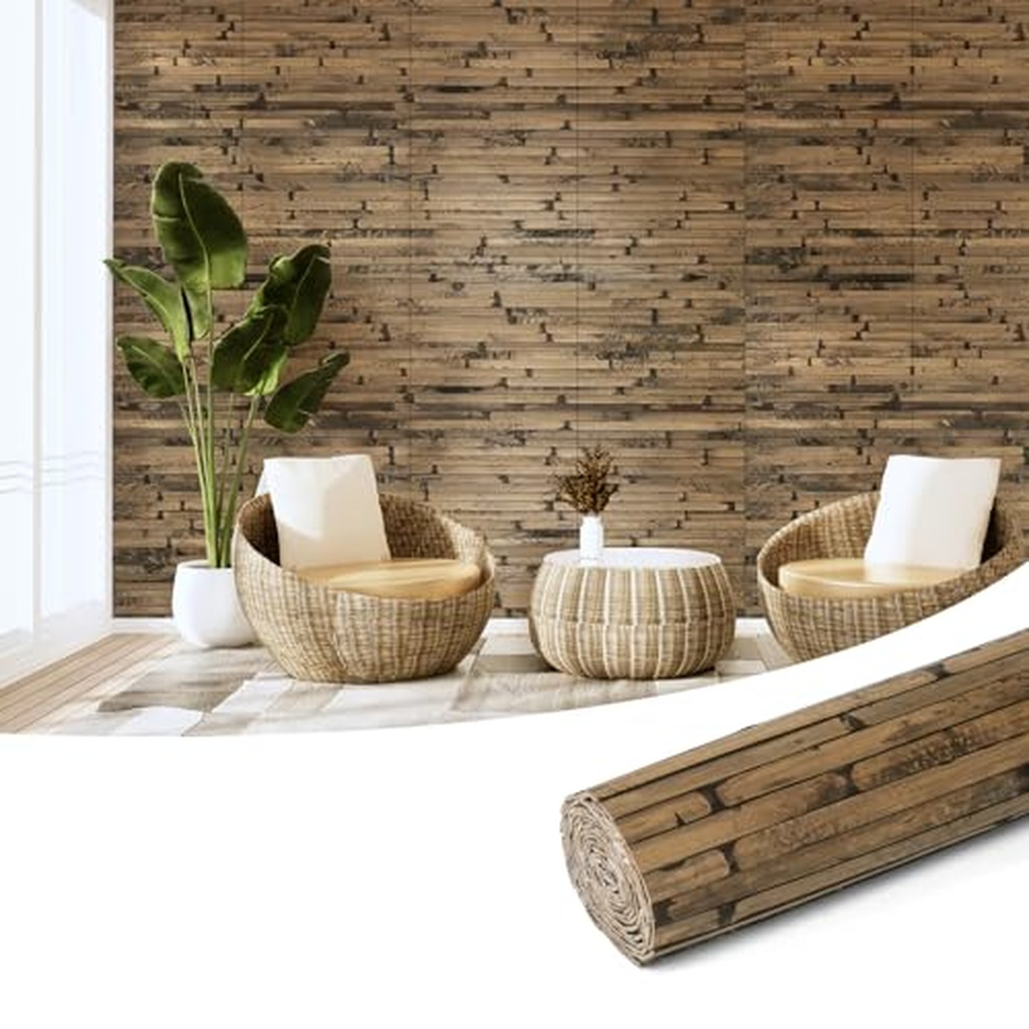 Art3d Natural Bamboo Wall Panel, Dark Burned, 12 x 96 Inch