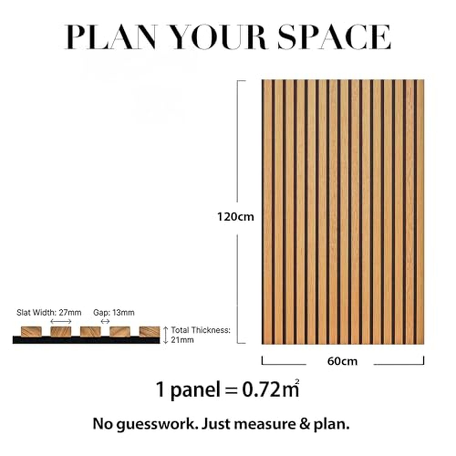 Decoranddecor Acoustic Slat Wood Wall Panel - Oak, 120x60cm — image 2