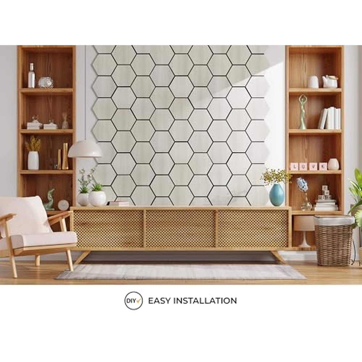 Fuse Acoustic Wooden Hexagon Wall Panel - White Oak — image 4