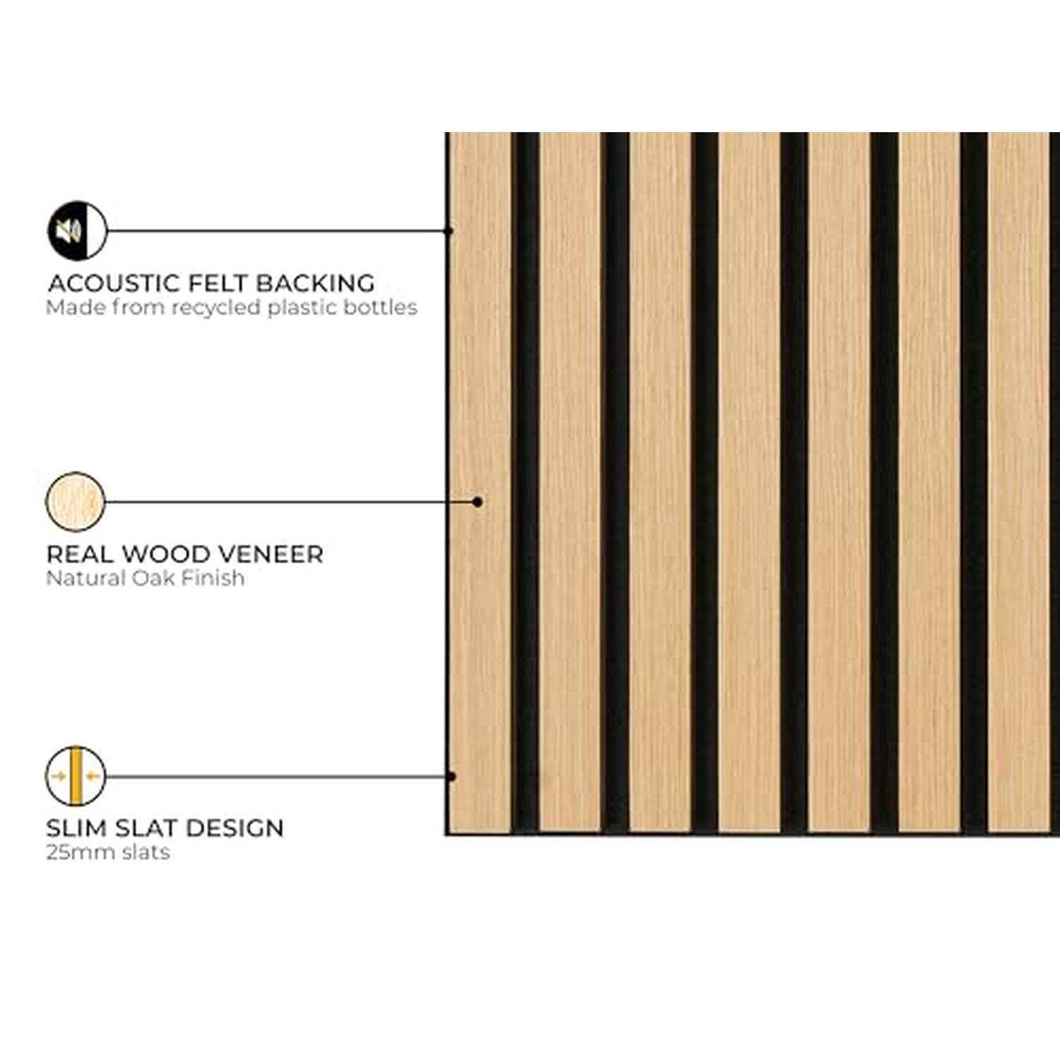 Fuse Acoustic Wooden Slatted Wall Panel - Natural Oak, 60x60cm — image 3