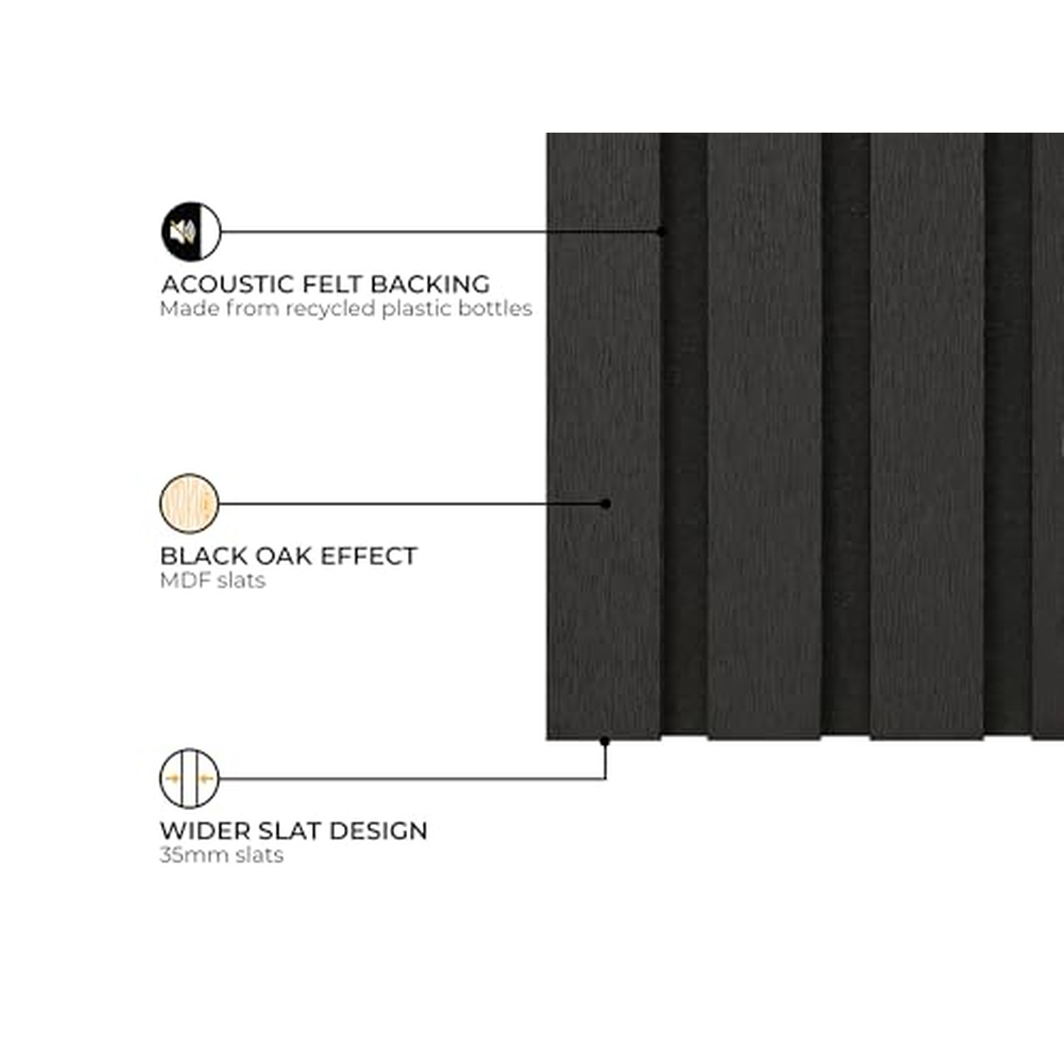 Fuse Acoustic Wooden Wall Panel - Black Oak, 240x60cm — image 3