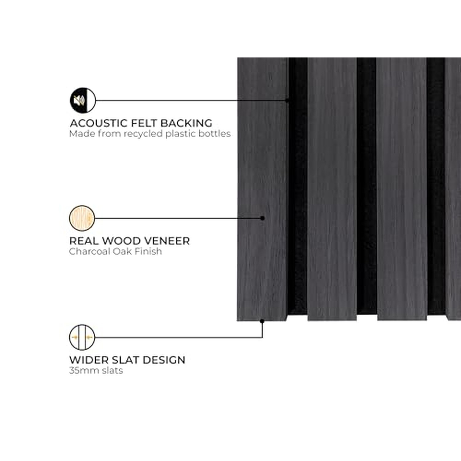 Fuse Acoustic Wooden Wall Panel - Charcoal Oak, 240x60cm — image 3