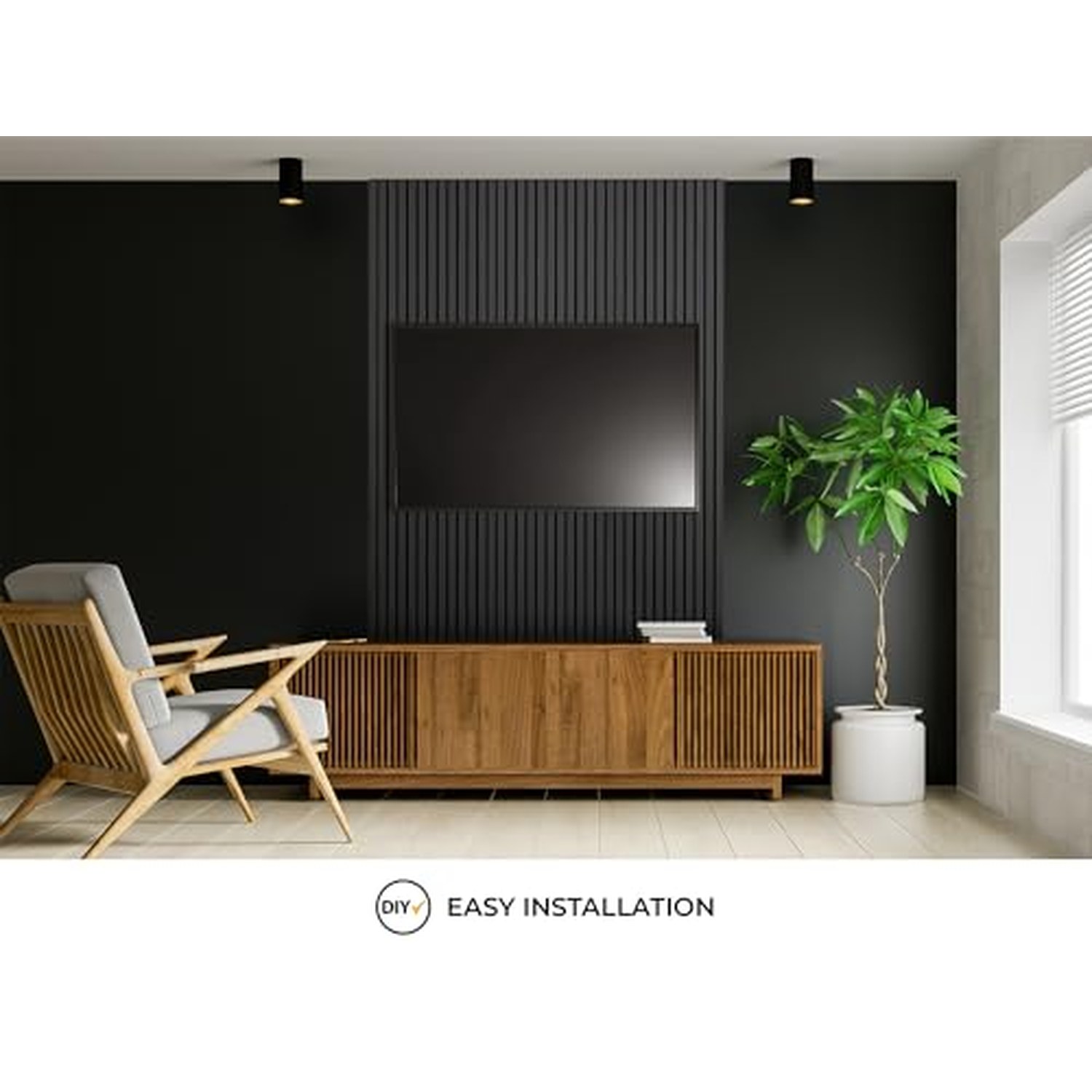 Fuse Acoustic Wooden Wall Panel - Charcoal Oak, 240x60cm — image 4