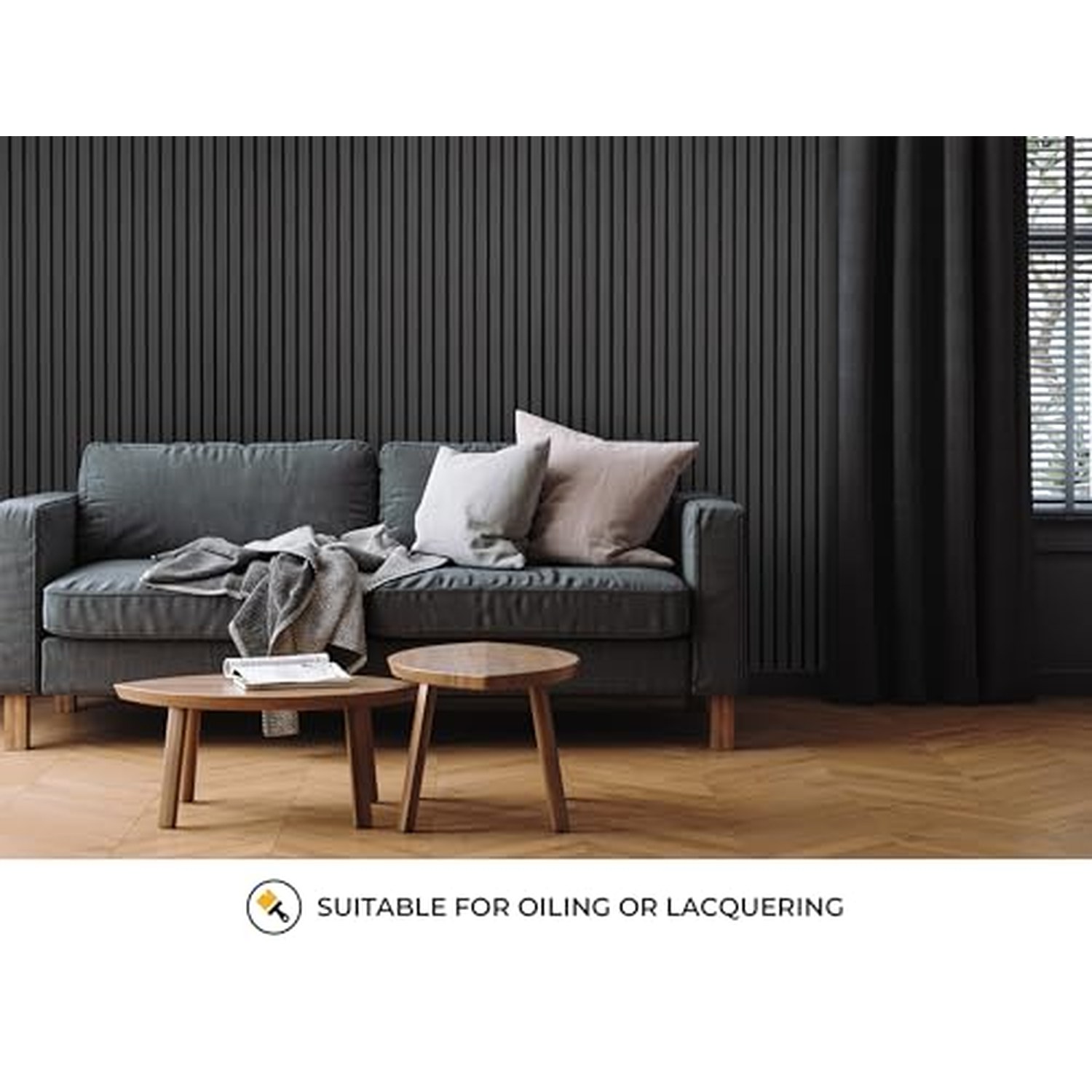 Fuse Acoustic Wooden Wall Panel - Charcoal Oak, 240x60cm — image 5