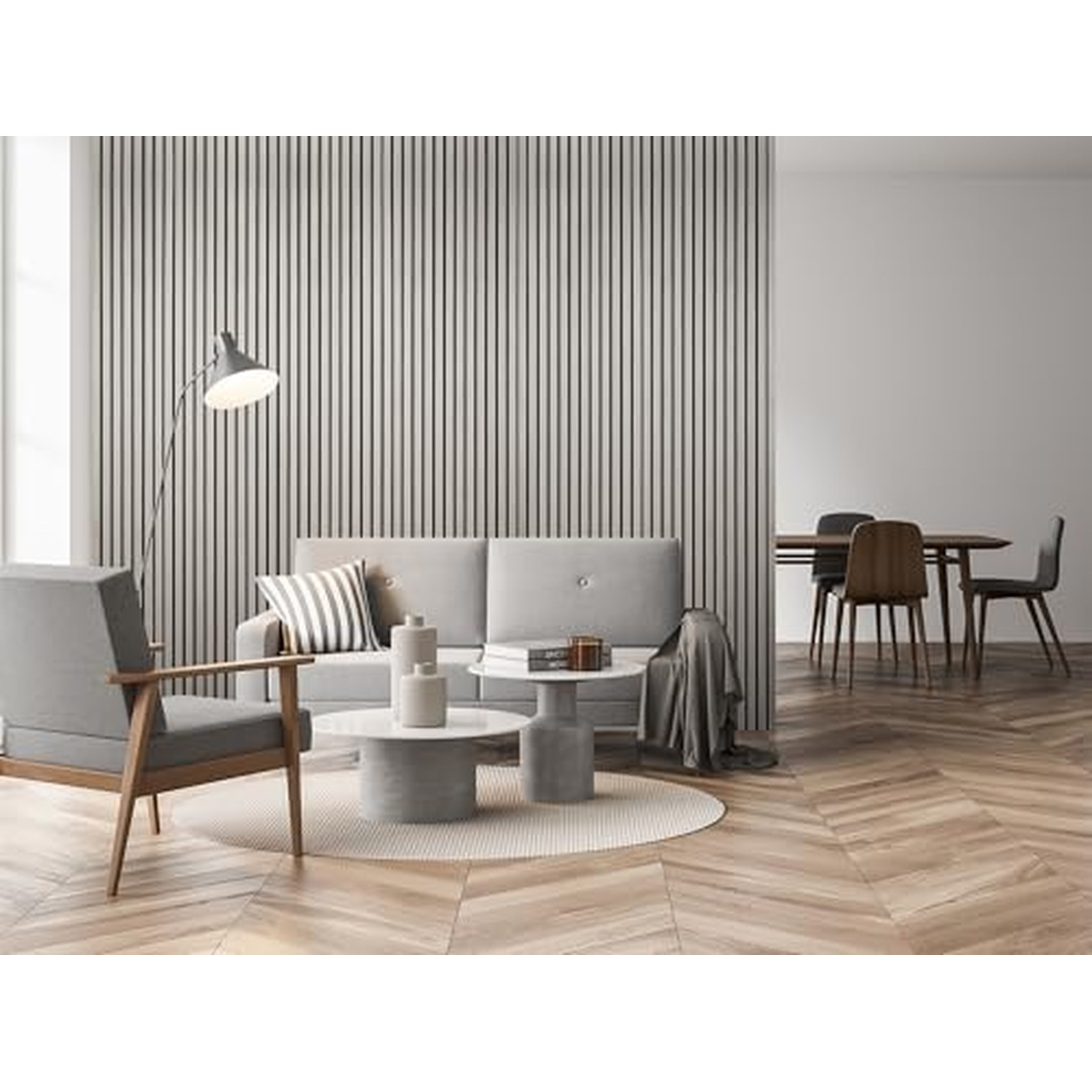 Fuse Acoustic Wooden Wall Panel - Grey Oak, 240x60cm — image 2