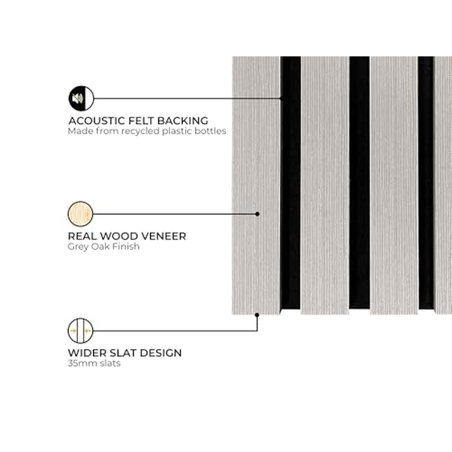 Fuse Acoustic Wooden Wall Panel - Grey Oak, 240x60cm — image 3