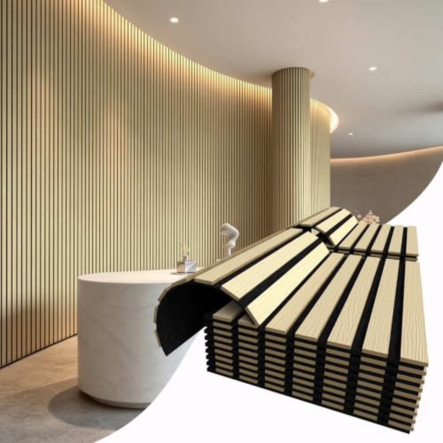 Vieshful 20-Pack Flexible Wood Slat Wall Panels - Natural Oak, 28x40cm